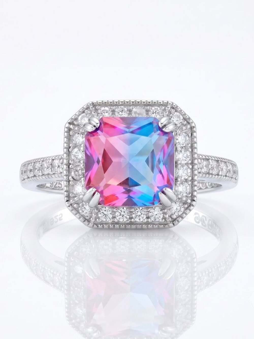 Pink Purple tourmaline stone ring, 925 Sterling Silver Charmed Aroma